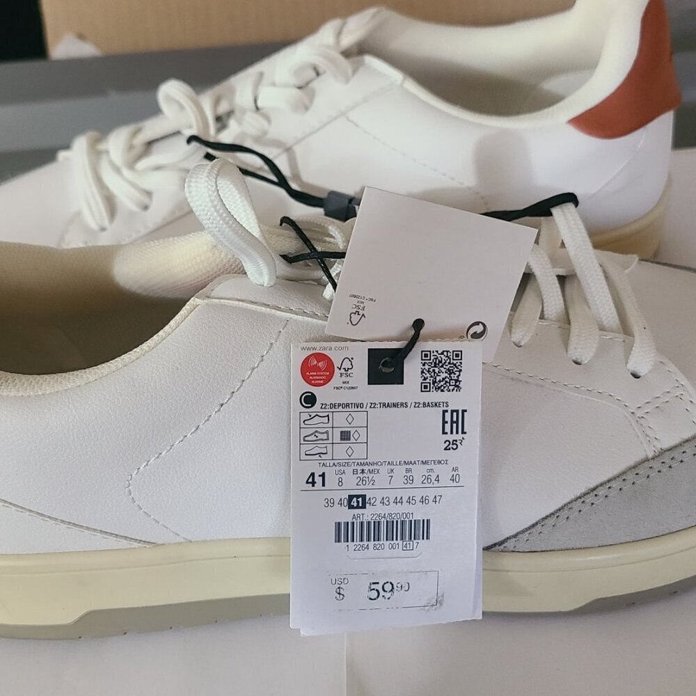 Zara Mens Sneakers shoes Size 26.4cm US 8 2264/820/001 Size 12 28.9cm